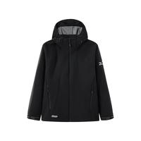 美津浓（MIZUNO）单层硬壳冲锋衣男女春夏防水防风衣外套夹克登山服 09黑色 2XL