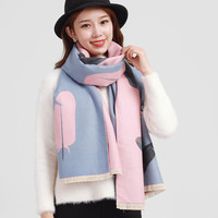 Tsful 围巾女秋冬季韩版百搭围脖 保暖披肩盖毯 双面围巾
