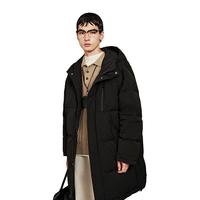 GXG男装 简约休闲长款羽绒服男连帽羽绒外套通勤保暖 24冬季 黑色 185/XXL
