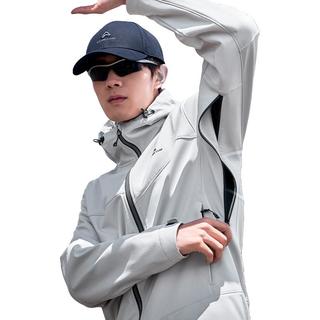 Pioneer Camp【海豹冬季加绒】拓路者户外运动软壳衣男秋季腋下拉链加绒外套 【无腋下拉链-无膜透气柔软】灰绿色 160/XS