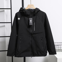 迪桑特（DESCENTE）软壳冲锋衣男女同款户外防风休闲多功能性连帽夹克外套 黑色 180 XL 145-160斤