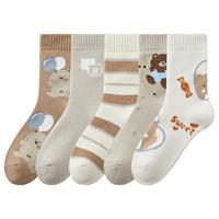 猫人 【100%纯棉 加厚毛圈】5双冬季女士中筒袜子女袜保暖防臭袜