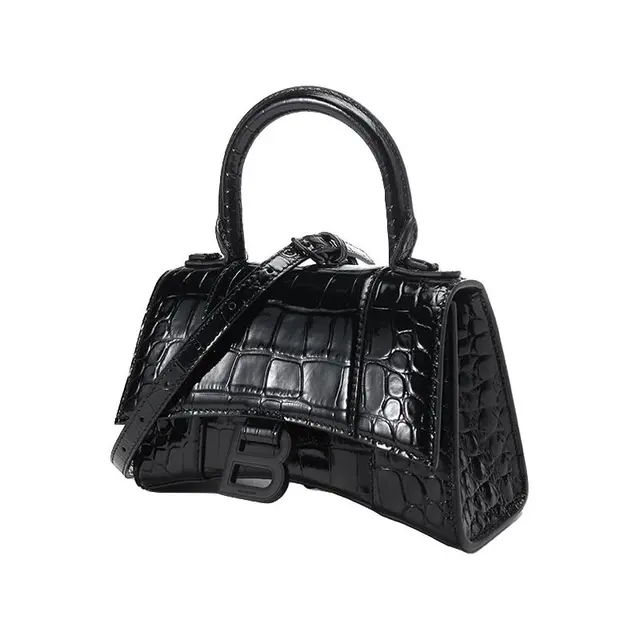 BALENCIAGA 巴黎世家 Hourglass系列 女士皮革手提包 592833 1LR67 1000 黑色 迷你号