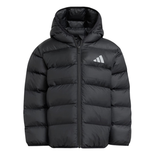 adidas男女小童拒水防风保暖休闲连帽棉服秋冬阿迪达斯轻运动   黑色   110