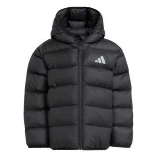 adidas男女小童拒水防风保暖休闲连帽棉服秋冬阿迪达斯轻运动   黑色   110
