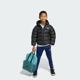 adidas男女小童拒水防风保暖休闲连帽棉服秋冬阿迪达斯轻运动   黑色   110