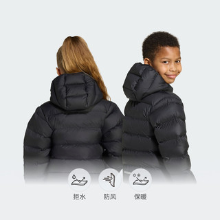 adidas男女小童拒水防风保暖休闲连帽棉服秋冬阿迪达斯轻运动   黑色   110