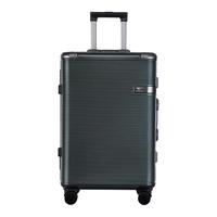 七匹狼行李箱小型20英寸登机箱品牌拉杆箱铝框结实万向轮密码旅行箱商务 墨绿色 20寸(标准登机箱)