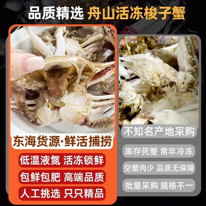 舟山超大活冻新鲜梭子蟹大螃蟹冰鲜飞蟹花盖蟹生鲜蟹类 梭子蟹 精品(净重)