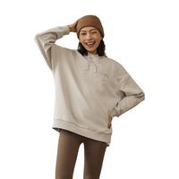 PEAK 匹克 加绒连帽卫衣女冬设计感百搭内里加绒宽松显瘦保暖长袖上衣 白浅卡其 L/170