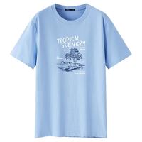 TEEK春夏季潮流短袖t恤男生上衣 高中生休闲半袖男装2024纯棉衣服 HSP11天 蓝色 195/4XL