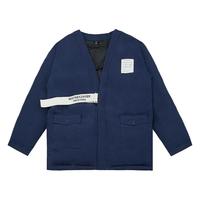 韦恩泽维尔 WAYNEXZAVIER大码加肥加绒服冬季男休闲宽松道袍开衫厚外套7864 藏青 XL（160-190斤）