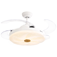 永怡御风客厅灯卧室奶油风家用餐厅灯简约百搭风扇灯变频静音隐形吊扇灯 44寸归云【变频电机+三色48瓦】