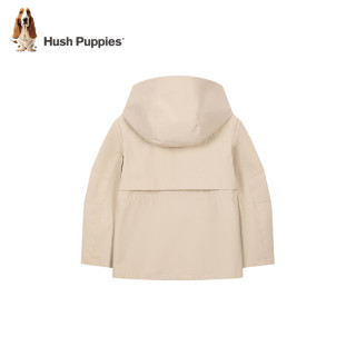 暇步士（Hush Puppies）【三防】童装儿童男女大童2025春季时尚清新灵动风海洋色系风衣 浅沙灰 【宽松版】 140