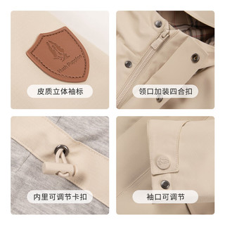 暇步士（Hush Puppies）【三防】童装儿童男女大童2025春季时尚清新灵动风海洋色系风衣 浅沙灰 【宽松版】 140