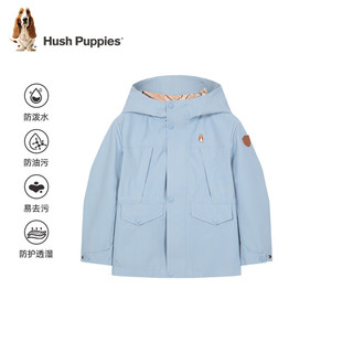 暇步士（Hush Puppies）【三防】童装儿童男女大童2025春季时尚清新灵动风海洋色系风衣 浅沙灰 【宽松版】 140