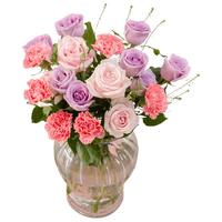 京东鲜花昆明基地鲜花直发家庭生活鲜花玫瑰康乃馨混搭-清新如伊源头直发