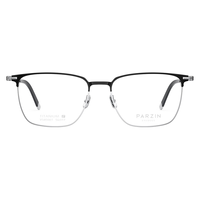 帕森（PARZIN）近视眼镜架 男女通用简约商务眉框轻韧钛框眼镜 可配近视 85001 蔡司视特耐1.67绿膜【600度内】 黑银色
