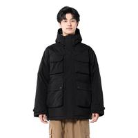 黑冰(BLACKICE)冬季男款连帽鹅绒工装羽绒服 600蓬防风保暖防静电羽绒外套 黑色 L