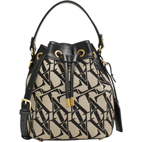 他她（TATA）通勤老花水桶包女包包手提包单肩包2024冬季X3349DX4 米黑/黑 F