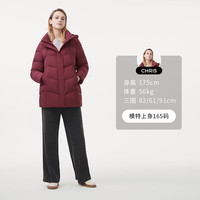 坦博尔羽绒服女中老年大码可脱卸帽保暖妈妈款外套TBF510560D 蝶羽红 3XL (185)