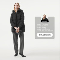 坦博尔羽绒服女中老年大码可脱卸帽保暖款外套TBF510560D 黑色 L (170)