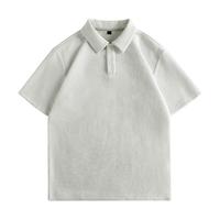 GENIOLAMODEpolo衫男士短袖夏季重磅220G华夫格商务时尚翻领t恤男装 浅灰 XL XL /180(140-160斤)