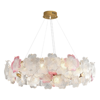 帕莎客厅吊灯2024年法式轻奢卧室餐厅设计师浪漫花朵玻璃灯具 樱花粉 单圈80cm-三色变光