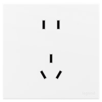 罗格朗开关插座面板 画采系列陶瓷白86型暗装 五孔二三插座