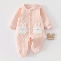 ami 婴儿衣服套装夹棉秋冬装宝宝连体衣儿童背带裤小童冬季女童两件套 对开保暖背带套蓝小熊 66cm 66码