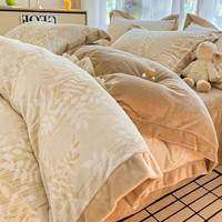 索臻 牛奶绒床上四件套加绒冬季加厚珊瑚绒床单被套被罩双人冬天法兰绒