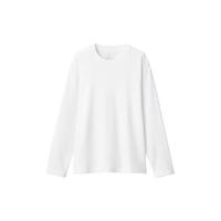 無印良品 MUJI（無印良品 ）女式 双罗纹织 圆领长袖T恤 上衣打底衫女款内搭春秋 BBC22A2A 白色 XXL (170/96A)