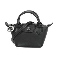 LONGCHAMP 珑骧 2020秋冬 女士LE PLIAGE CUIR迷你款单肩斜挎饺子包零钱包黑色皮质 10099 757 001