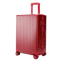 NINETYGO 90分 行李箱男女学生万向轮大容量铝框箱商务通勤登机箱结婚旅行拉杆箱 红色 20英寸