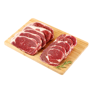 牛世界 整切西冷眼肉牛排套餐8片1.04kg  腌制牛扒谷饲牛肉生鲜含酱包