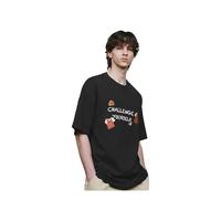 URBAN REVIVO 男士休闲撞色印花棉质短袖T恤 UMV440057 正黑 XS