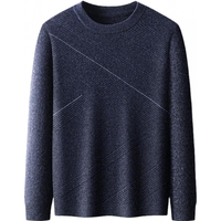 SHANSHAN杉杉纯羊毛衫100%毛衣圆领针织衫百搭打底保暖衣服商务休闲上衣男 黑灰色 L /175