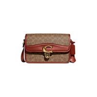 COACH 蔻驰 STUDIO系列 女士经典标志帆布单肩包 C6639_B4NQ4 棕黄色/锈红色 中号