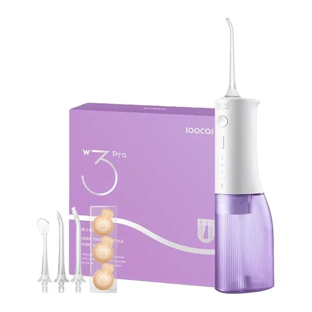 小米有品素士冲牙器持久续航便携式冲牙器 洁牙器 牙套清洗 天空蓝W3 Pro