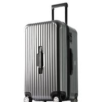 WORLD GEOGRAPHY 世界地理 超大容量行李箱男女全铝框拉杆箱密码锁箱万向轮旅行箱包皮箱 大容量拉链-铁灰色 24英寸-出行黄金尺寸