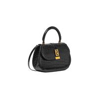 VERSACE 范思哲 Greca Goddess系列 女士牛皮革手提包 1012105-1A08724 黑金 中号