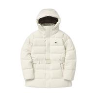 可隆 KOLON SPORT羽绒服女士冬季中长款束腰户外戈尔防风防泼水保暖鹅绒服女装 象牙色 90