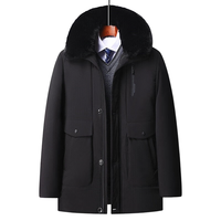 恒源祥【易穿搭】中年加厚冬季羽绒服男活里活面中老年人爸爸装加肥加大码保暖外套 黑色【獭兔毛领】 200/6XL 适200-220斤