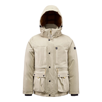 君羽辕辙羽绒服700蓬白鹅绒服时尚休闲男保暖服工装款鹅绒夹克SA62011 浅棕 2XL【白鹅绒180克】