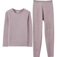 红豆绒德绒发热内衣含羊毛加厚男士抗静电女护膝秋衣保暖套装冬N2