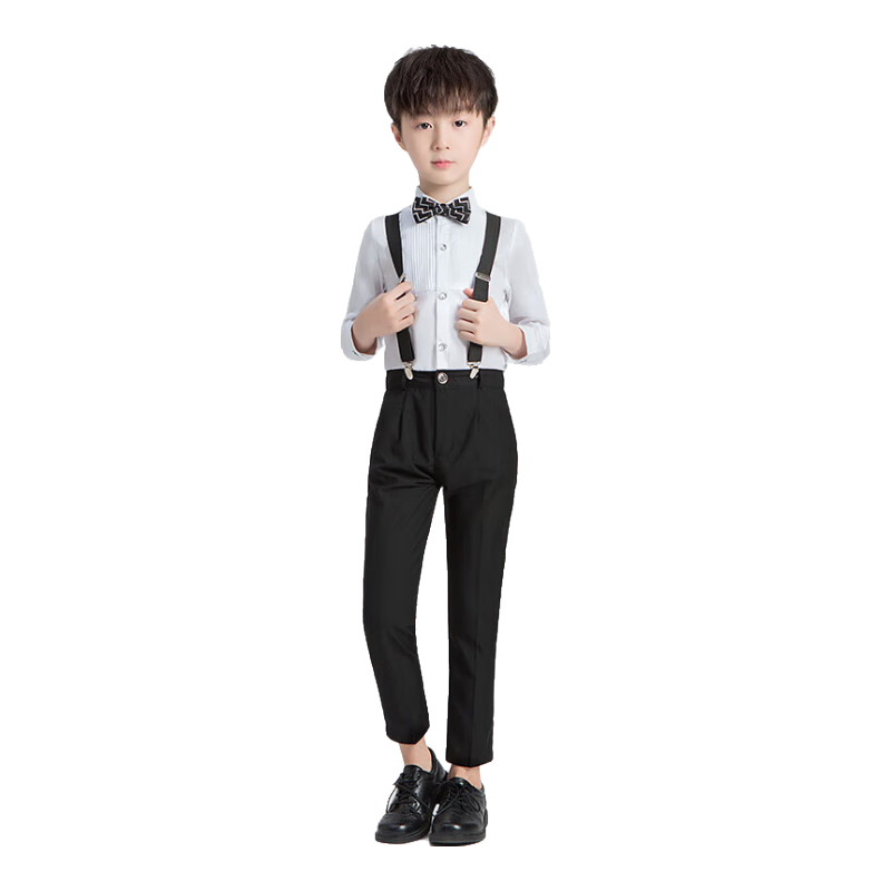 萝卜呗呗（LUOBOBEIBEI）男童西裤夏季儿童套装裤子演出短裤表演礼服 黑色 110 黑色裤子