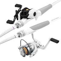 梦多福 路亚竿小白竿套装路亚杆全套 鱼竿海竿 2.4m 枪柄+右手水滴轮 豪华顶配套装