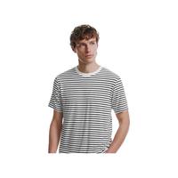 URBAN REVIVO 男士经典基础休闲撞色条纹短袖T恤 UMU440039 白色条纹 M
