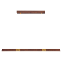 雷士 NVC Lighting新中式原木风一字餐厅吊灯智能护眼全光谱LED长条餐桌灯灯饰灯具 清韵 48W全光谱一字餐吊灯