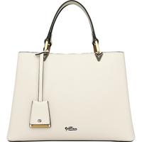 金利来女包皮手袋手提包女牛皮时尚通勤单肩托特包女朋友 米白